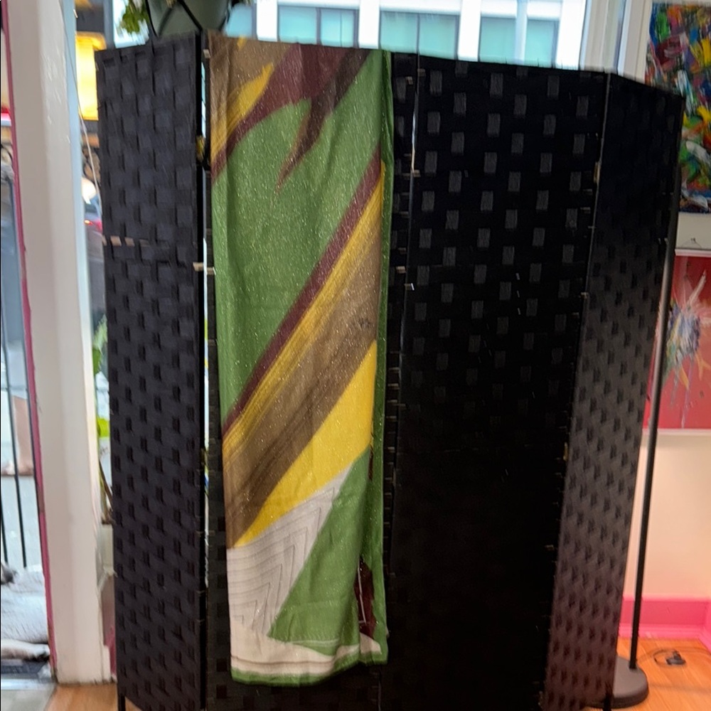 Green and Yellow Geometric Scarf Wrap